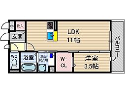 ワンモア・オッツ 1LDKの間取図画像