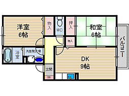 ドミールシャルマン 2DKの間取図画像