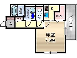 サンフレール水尾 1Kの間取図画像