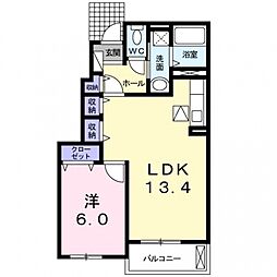カーサパイン 1LDKの間取図画像