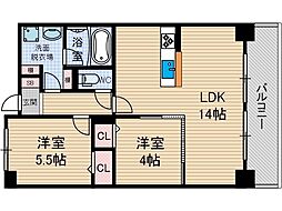 ル・ヴェール高槻 2LDKの間取図画像