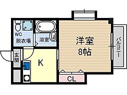 薩摩マンションNo.9 1Kの間取図画像