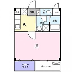 コージーコート 1Kの間取図画像