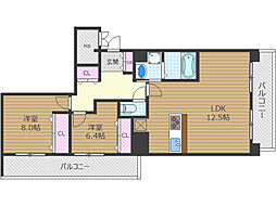 茨木市天王1丁目マンション 2LDKの間取図画像