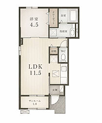 サンシャイン 1LDKの間取図画像