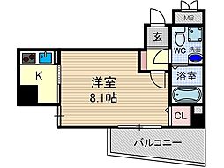 SERENiTE千里丘 1Kの間取図画像