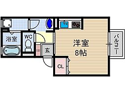 テラーウエスト新芦屋 ワンルームの間取図画像
