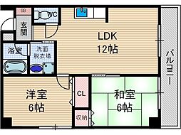 フラワー星見ハイツ 2LDKの間取図画像