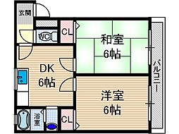 シャトーヨシダ 2DKの間取図画像