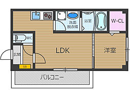 シナジー茨木 1LDKの間取図画像
