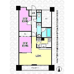 カインドステージ武蔵砂川 2LDKの間取図画像
