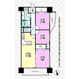 サンシュロス昭島 3LDKの間取図画像