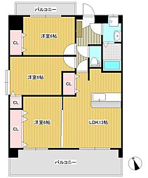 サンシャトー和賀B 3LDKの間取図画像