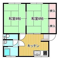 矢野アパート 2DKの間取図画像