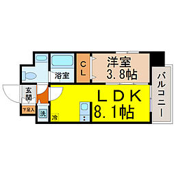 カレント茶屋が坂 1LDKの間取図画像