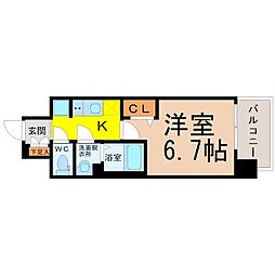 ディアレイシャス上前津 1Kの間取図画像