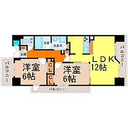 ヴィラエーデル大須 2LDKの間取図画像