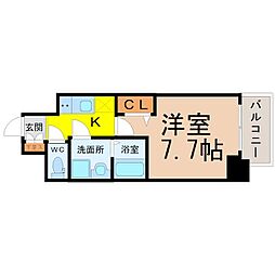 プレサンス桜通ザ・タイムズ 1Kの間取図画像