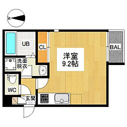 グランティックTRS ワンルームの間取図画像