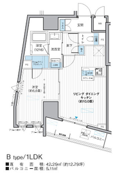 栖～すみか～浅草蔵前 401｜東京都台東区駒形1丁目(賃貸マンション1LDK・4階・42.49㎡)の写真 その2