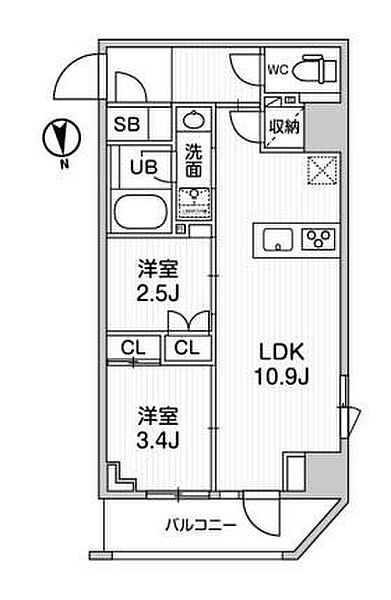 nido SHIN-OKACHIMACHI 204｜東京都台東区小島2丁目(賃貸マンション2LDK・2階・41.56㎡)の写真 その2