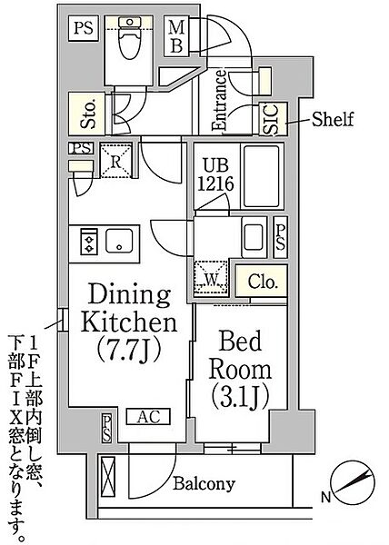 テラス高田馬場ウエスト 105｜東京都新宿区高田馬場4丁目(賃貸マンション1DK・1階・31.27㎡)の写真 その2