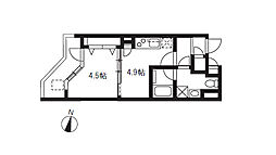 アルティザ上野毛 2階1DKの間取り
