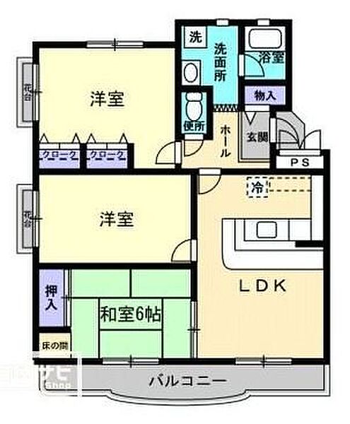 香川県高松市扇町２丁目(賃貸マンション3LDK・3階・74.04㎡)の写真 その4