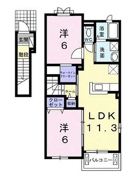 香川県東かがわ市白鳥(賃貸アパート2LDK・2階・58.21㎡)の写真 その3