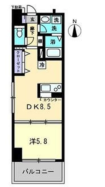 香川県高松市錦町２丁目(賃貸マンション1DK・7階・35.20㎡)の写真 その4