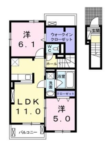 香川県高松市木太町(賃貸アパート2LDK・2階・57.54㎡)の写真 その4