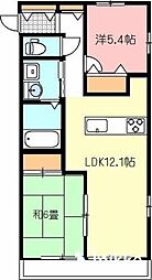 フォブールKMT 2階2LDKの間取り