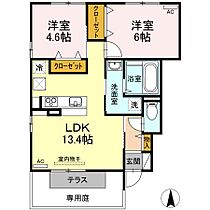 香川県坂出市谷町１丁目（賃貸アパート2LDK・1階・54.46㎡） その2