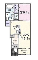 ベルエア国分寺D 1階1SLDKの間取り