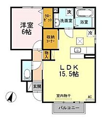 セジュールウィットＫＥＩ 1階1LDKの間取り