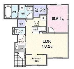 ブライトサイド1 1階1LDKの間取り