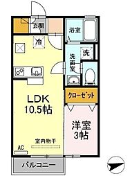 ベルタ松縄 1階1LDKの間取り