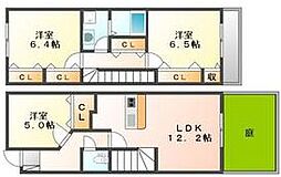 JR予讃線 香西駅 3.8kmの賃貸タウンハウス 2階3LDKの間取り