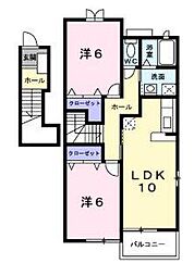 メゾン・ポポラーレA 2階2LDKの間取り
