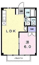 ニューシティー八栗口Ｂ 2階1LDKの間取り
