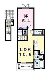 メゾン・パティオス　Ａ 2階1LDKの間取り