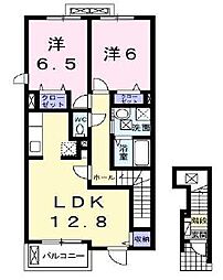 プリートアルバII 2階2LDKの間取り
