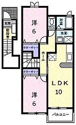 ヴィータ・リベラ国分寺Ｃ 2階2LDKの間取り