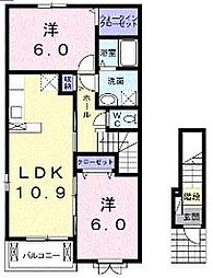 エスパス・ボヌール 2階2LDKの間取り