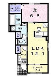 アクティ・スクエアI 1階1LDKの間取り