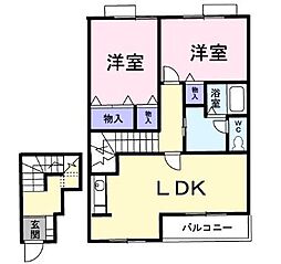 メゾニティーＢ 2階2LDKの間取り