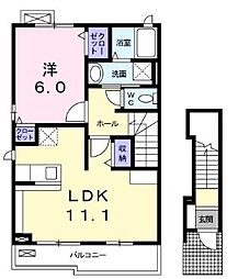 ア・ジュール 2階1LDKの間取り