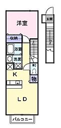 フローラ・フレーバー 2階1LDKの間取り