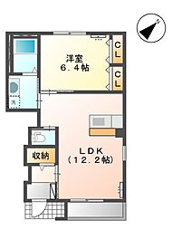 シエロモンターニュ 1LDKの間取図画像