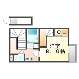 レオパレスクリスマスローズ 1Kの間取図画像